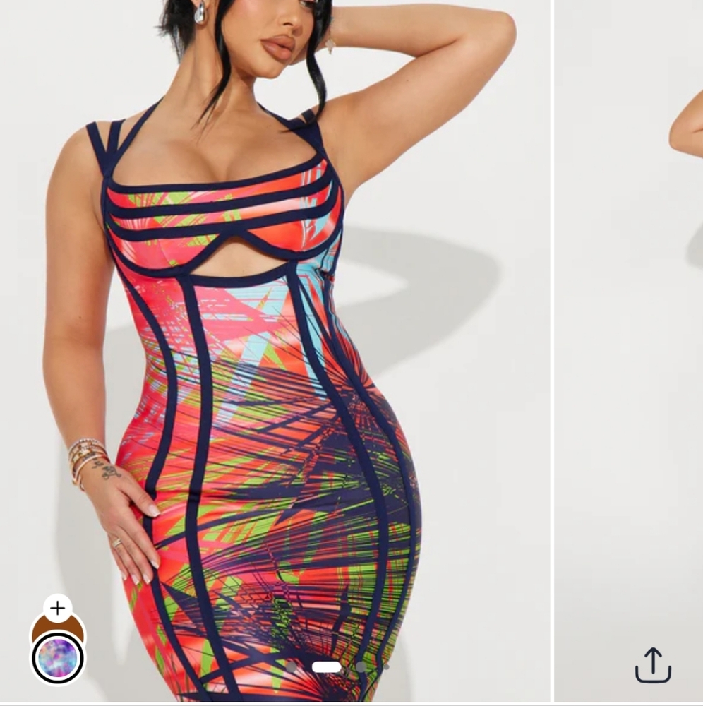 Colorful Strappy Midi Dress